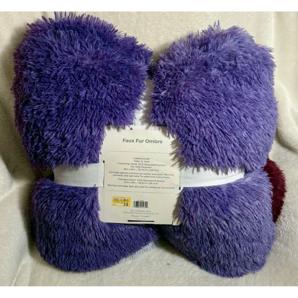 Celestial Garden Twin Faux Fur Comforter Set New Soft Plush Cozy Bedding